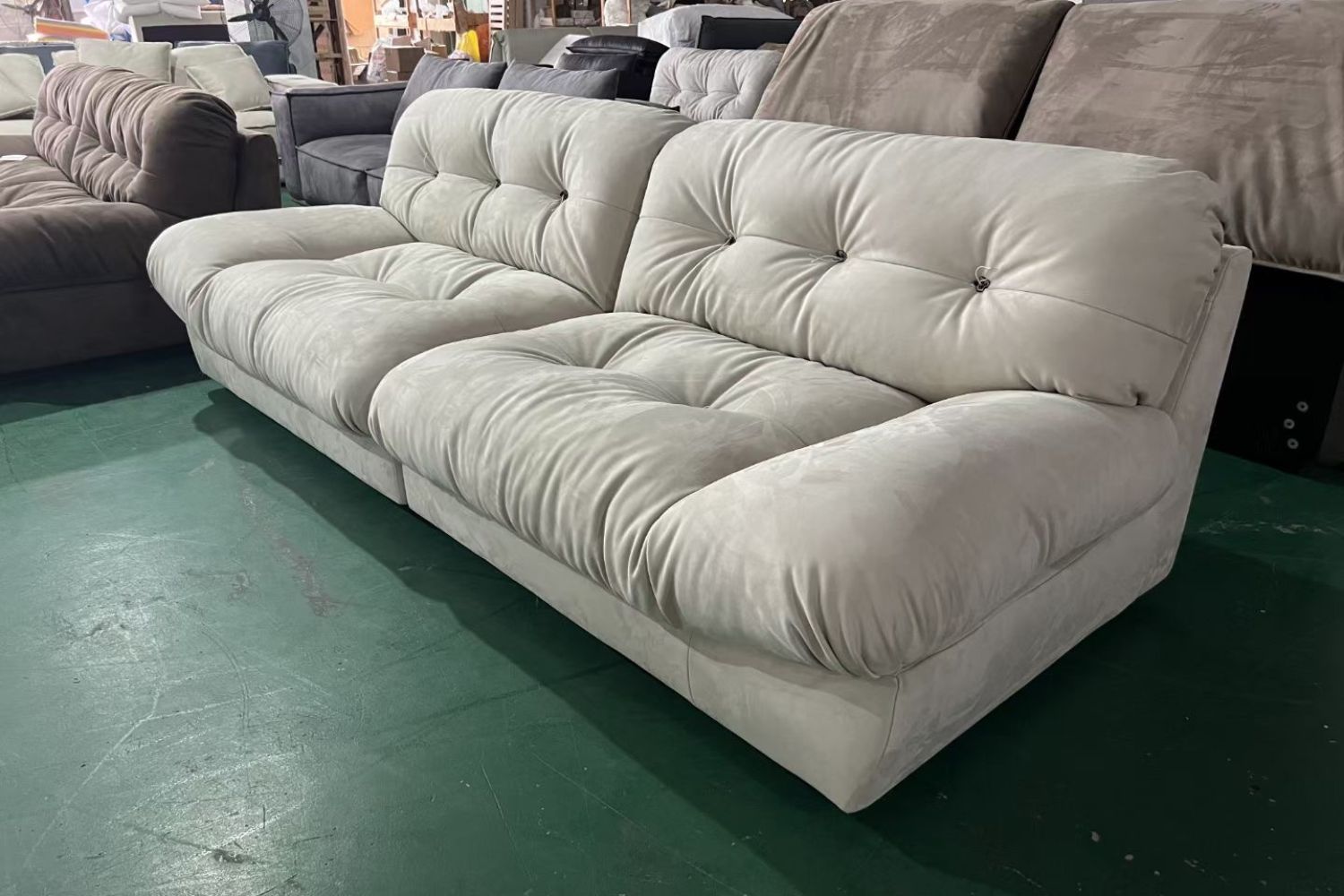 Clora 240cm White Fabric Sofa | Demo