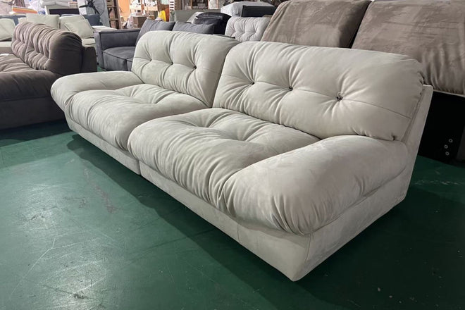 Clora 240cm White Fabric Sofa | Demo
