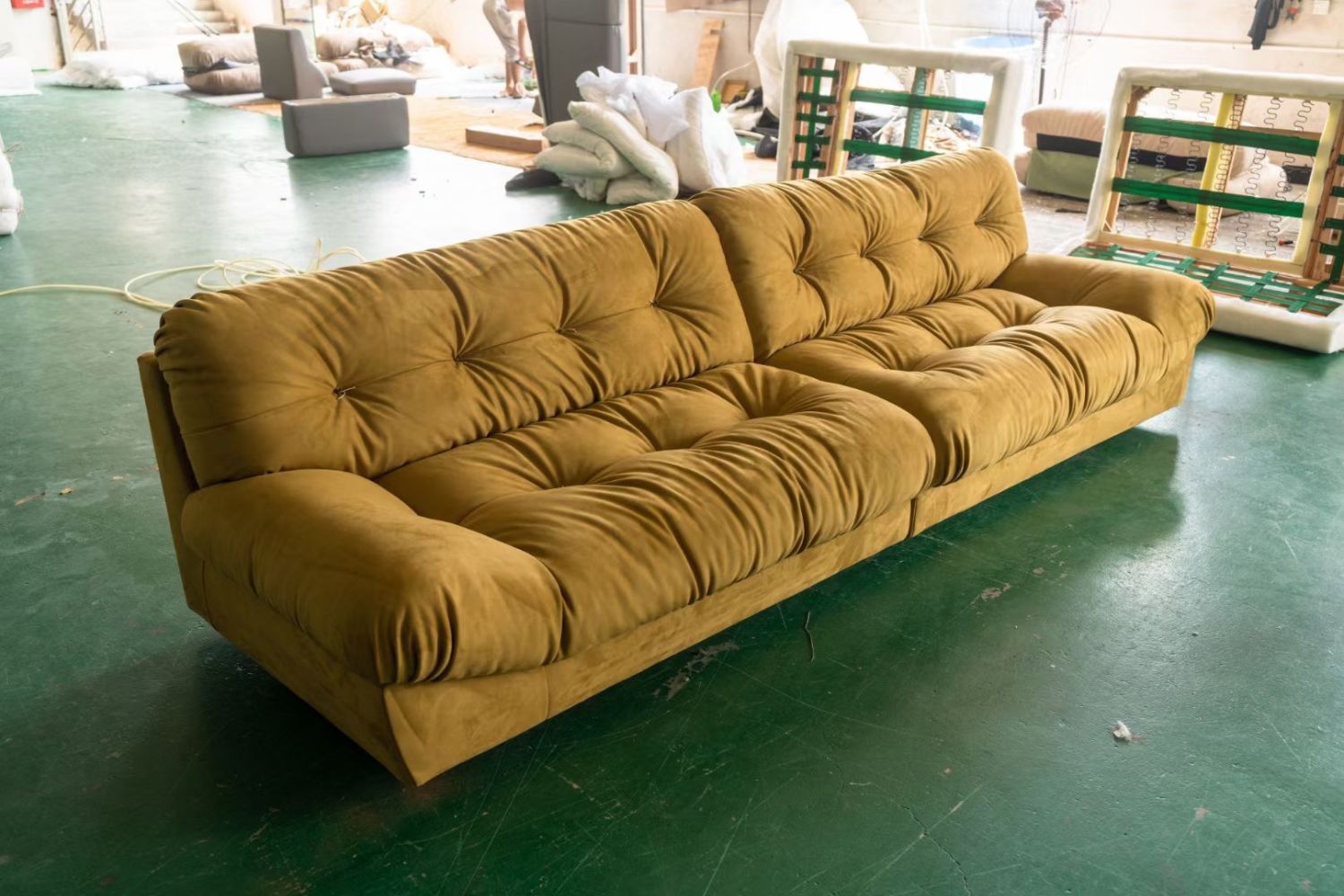 Clora 280cm Yellow Fabric Sofa | Demo