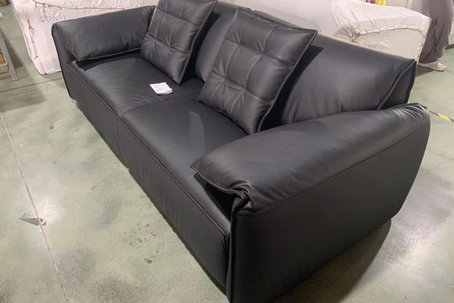 Comfy 240cm Black (Remy 091) Half Leather Sofa Shelia | Nov 23