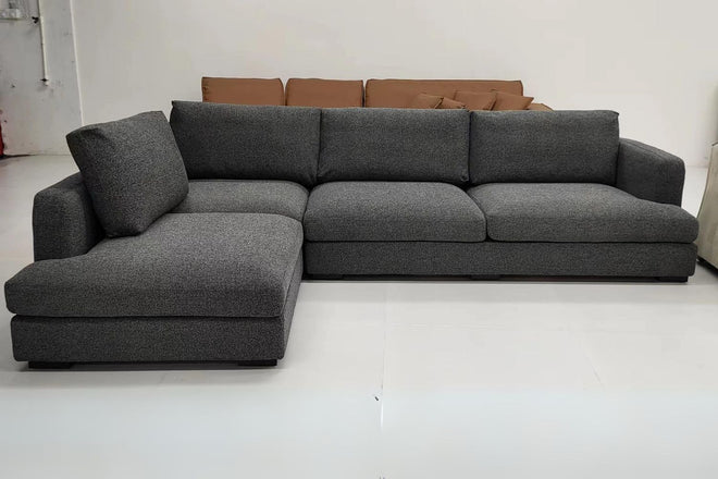 Crescent 300cm Black Fabric Sectional Sofa | Feb 24