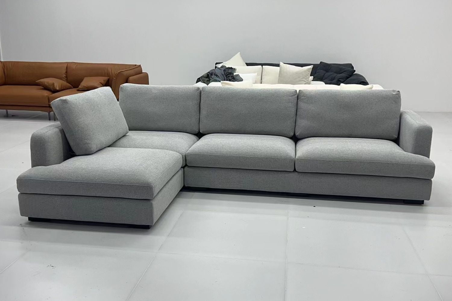 Crescent 260cm Grey Fabric Sectional Sofa | Feb 24