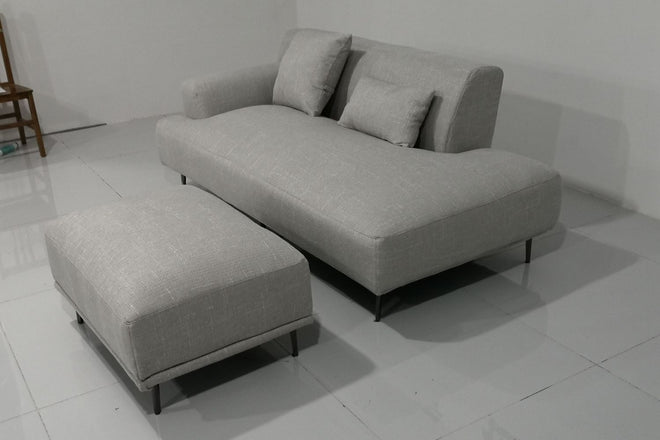 Crystal 185cm Grey Fabric One Arm Sofa + Ottoman Dione | Apr 24