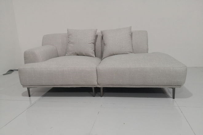 Crystal 195cm Grey Fabric One Arm Sofa Mink | Aug 24