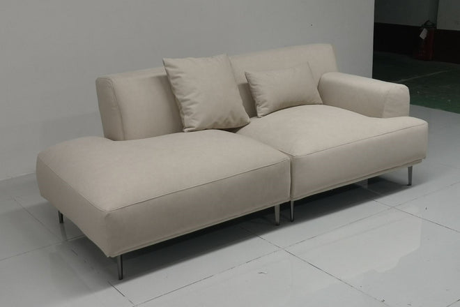 Crystal 200cm Beige Fabric One Arm Sofa Shinya | Nov 24