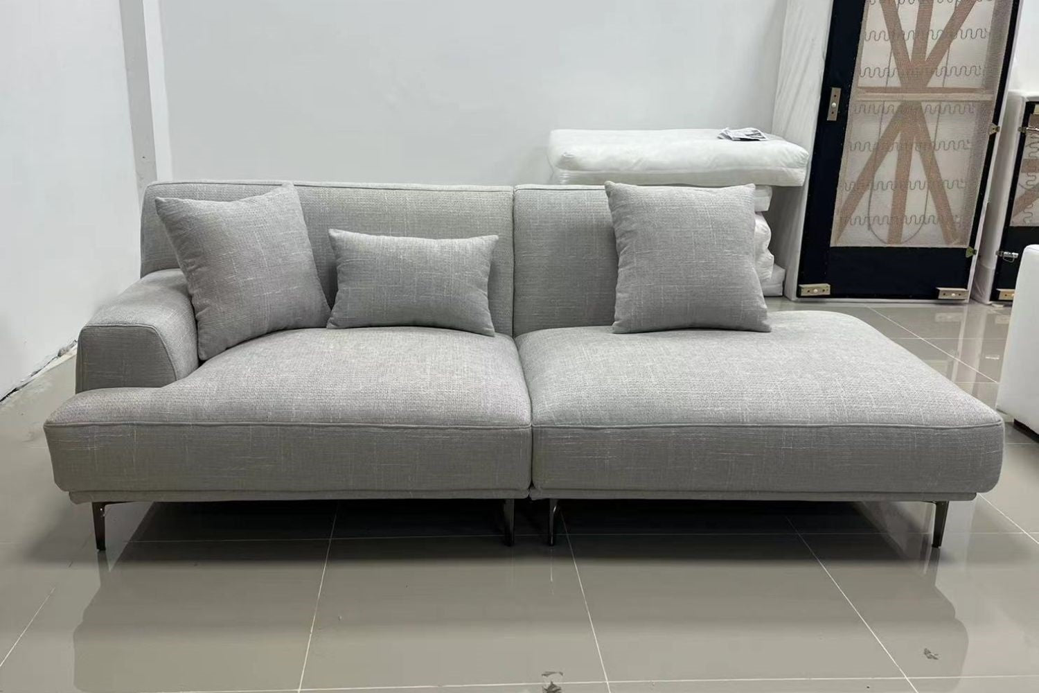 Crystal 220cm Grey Fabric One Arm Sofa Annette | May 24