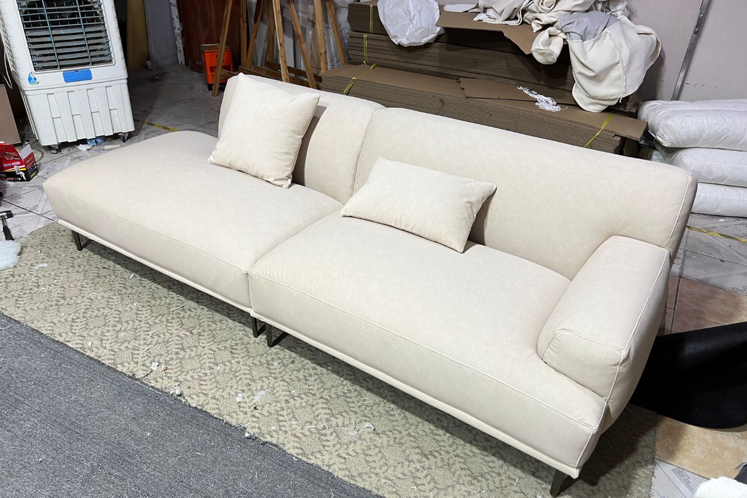 Crystal 240cm Beige One Arm Fabric Sofa | Nov 23