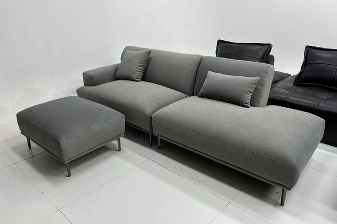 Crystal 240cm Dark Grey Pet Friendly Fabric One Arm Sofa and Ottoman Angeline Kay | Mar 25