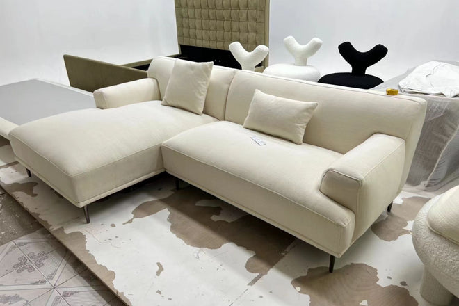 Crystal 240cm White (Toby-02) Fabric Sectional Sofa | Dec 23