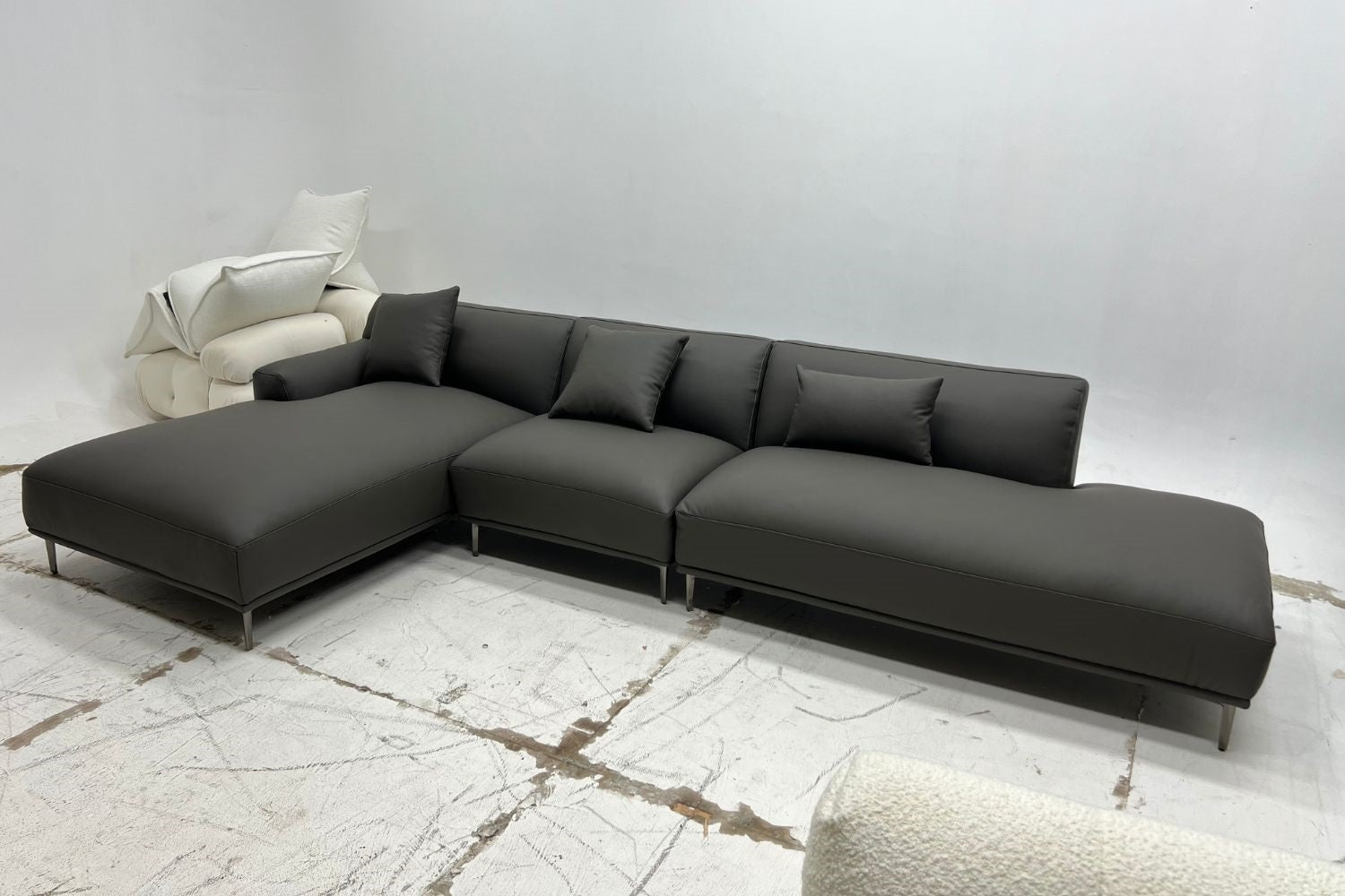 Crystal 350cm Grey (Remy 503) Half Leather Sectional Sofa Haleza | Mar 24