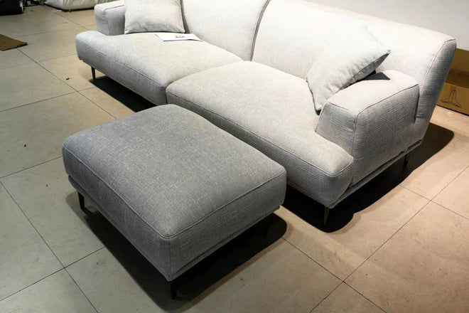 Crystal 80cm x 60cm Grey Fabric Ottoman Wardah | Jan 24