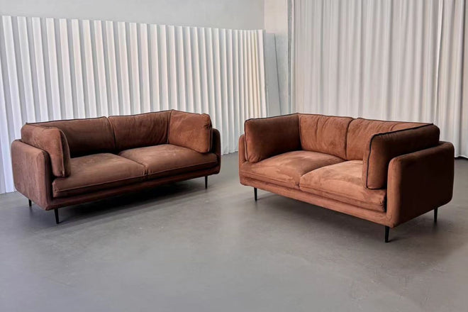 Cuddle 200cm Brown (Marsha 04) Suede Fabric Sofa Thamil | Aug 24