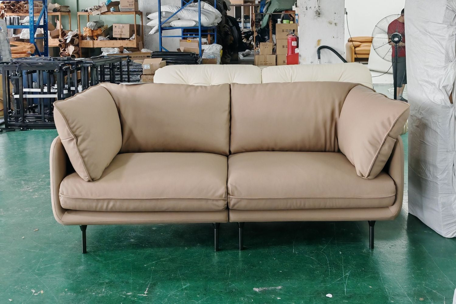 Cuddle 200cm Beige Half Leather Sofa Xinyi | Oct 25 