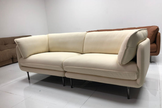 Cuddle 220cm White (Brady 05) Half Leather Sofa Shermaine | Mar 24 