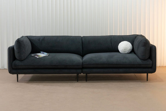 Cuddle 240cm black fabric sofa | Demo