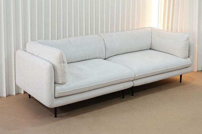 Cuddle 280cm White Fabric Sofa | Demo