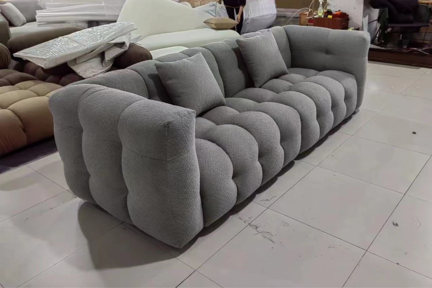 Cutey 260cm Grey Fabric Sofa | Demo