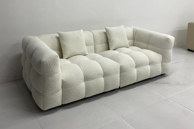 Cutey 220cm White Fabric Sofa Ally Alysha | Mar 25