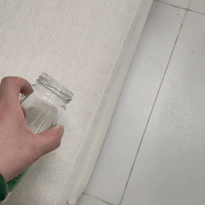 water resistance display by pouring water on the fabric treated for water resistance