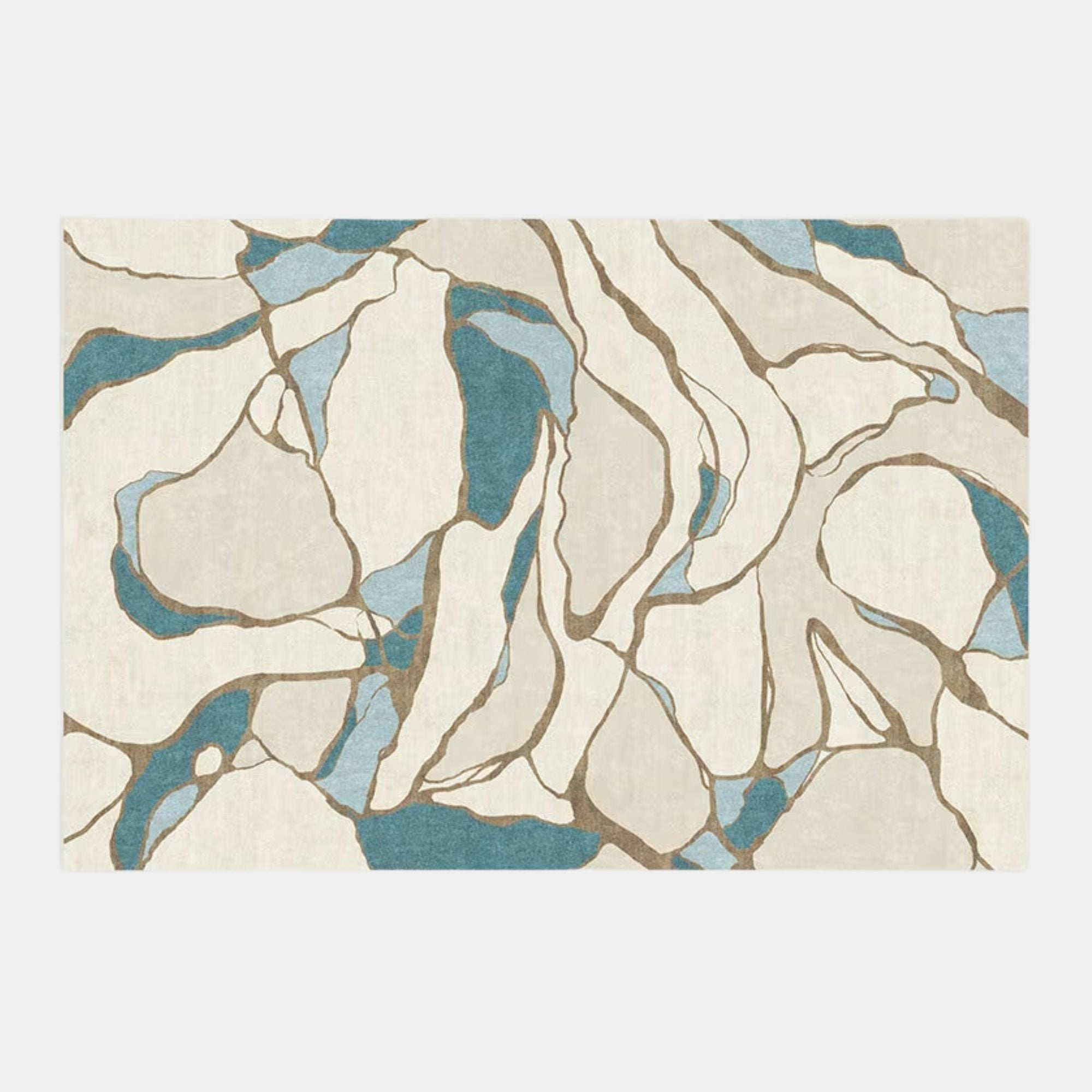 Marble design blue coloured rug
