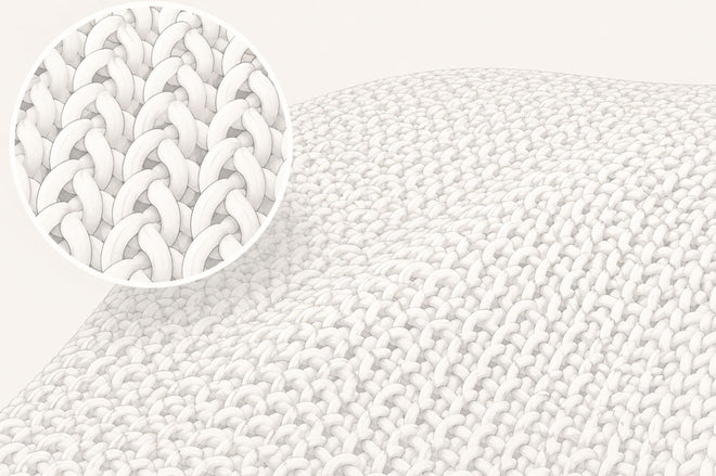 Close up illustration of knitted mattress fabric construction