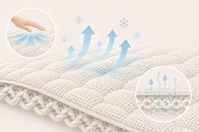 Mattress fabric temperature regulation illustration