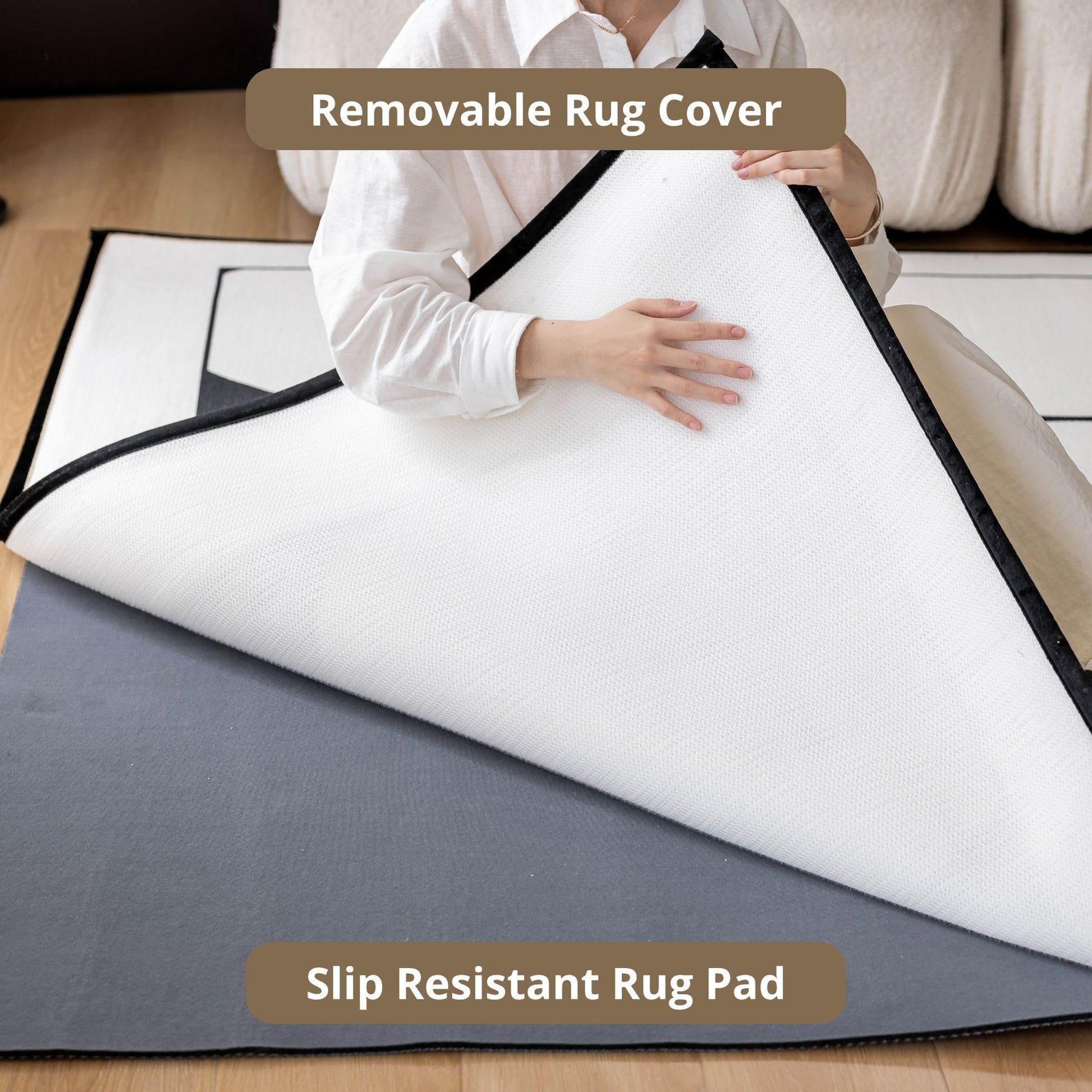Opal white washable rug