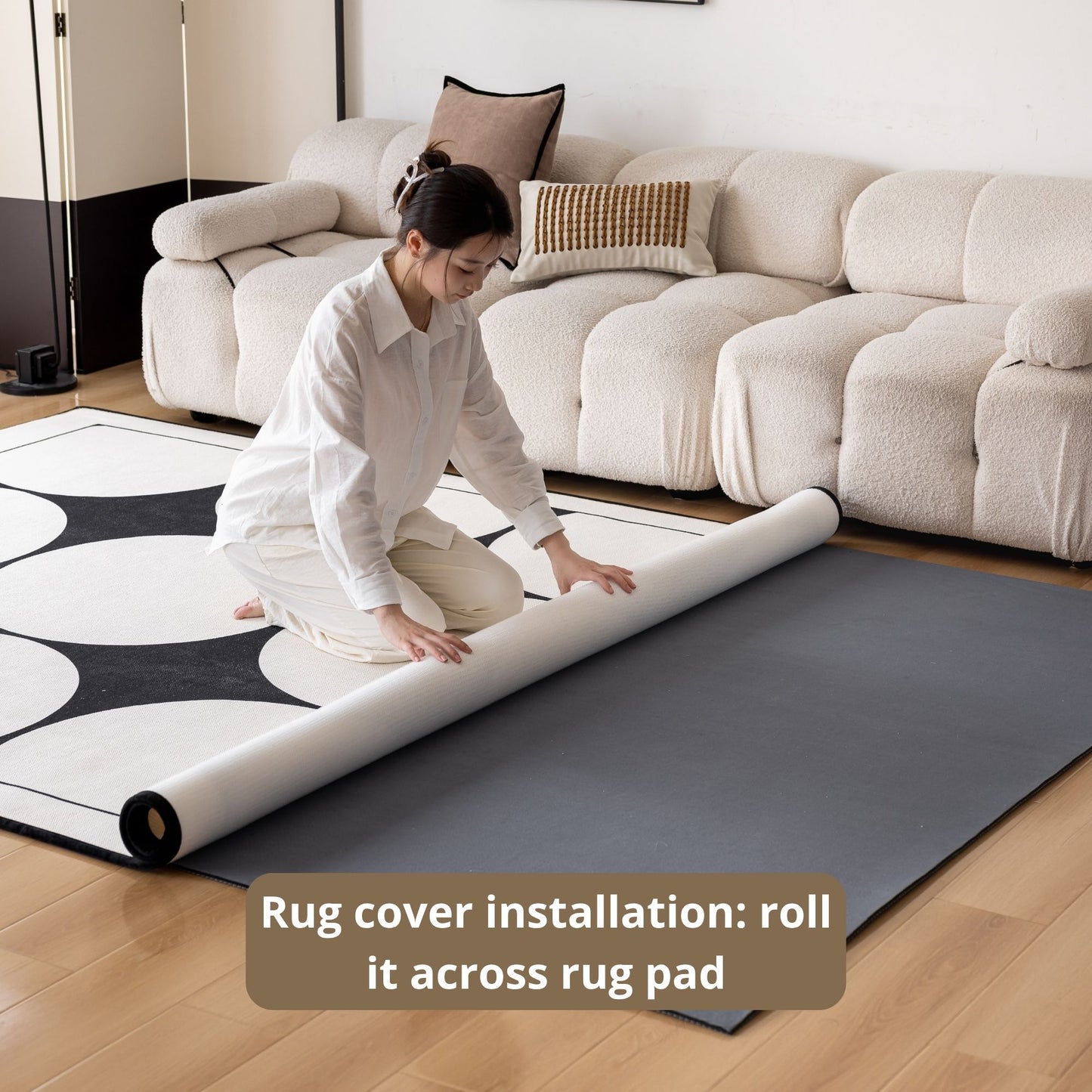 Opal white washable rug