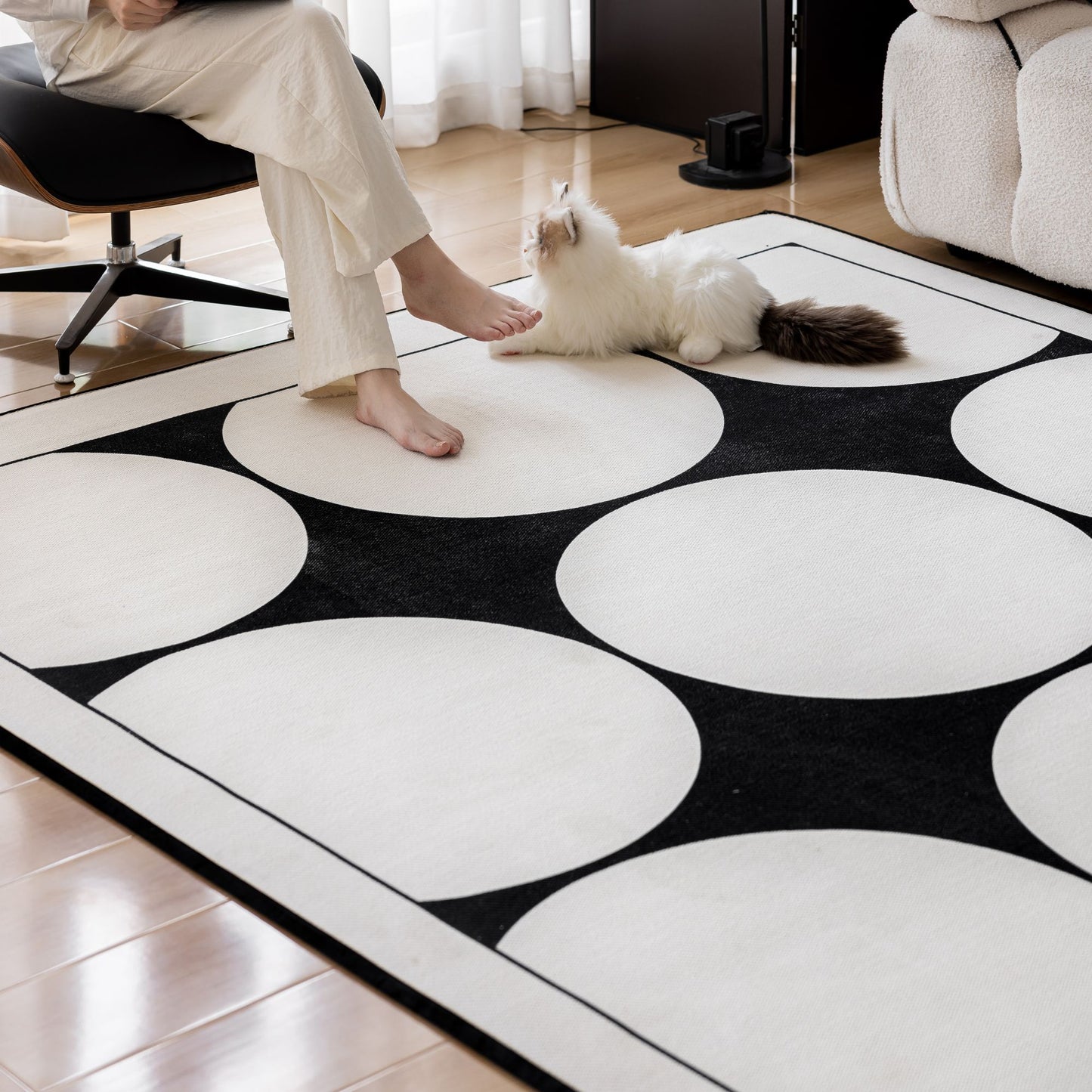 Opal white washable rug