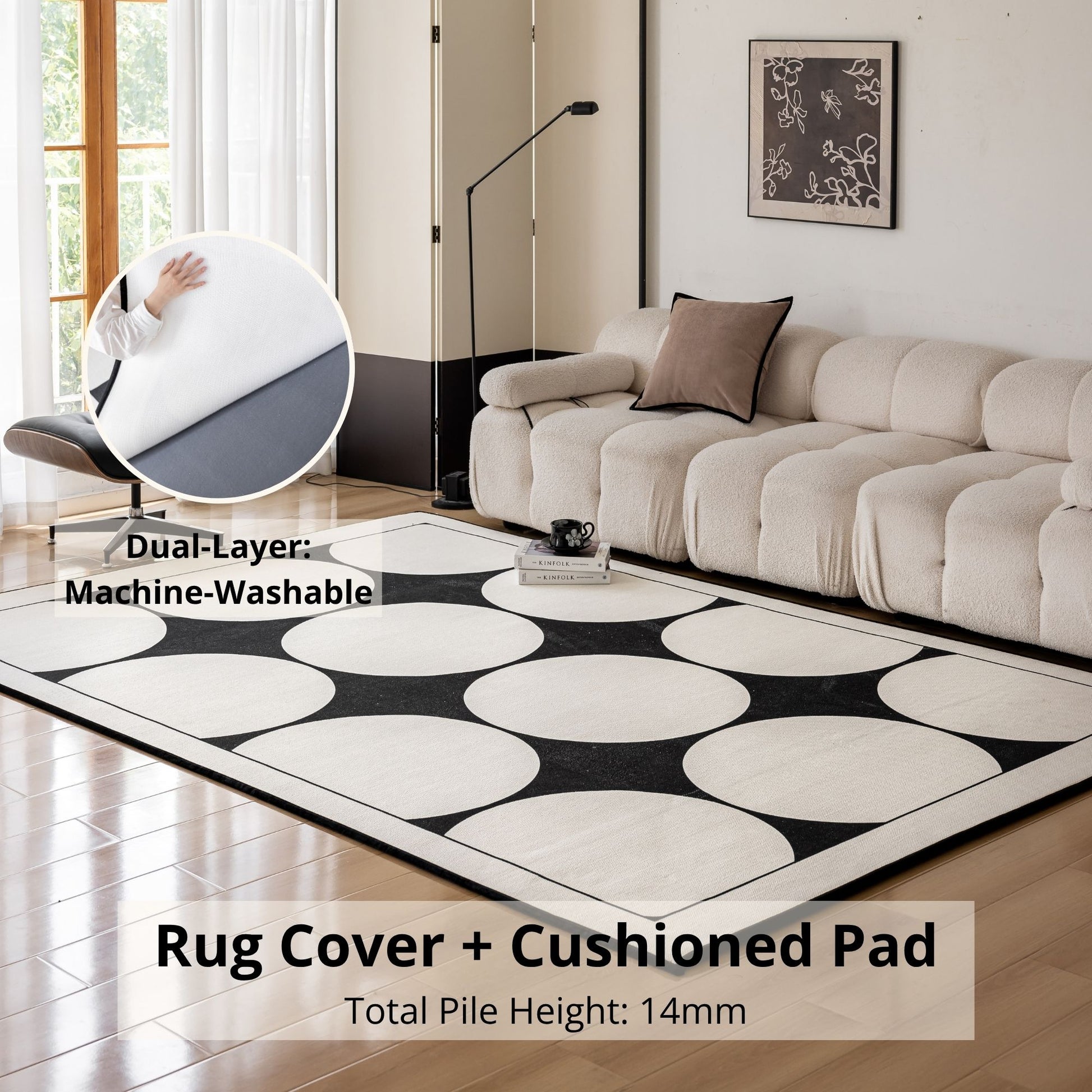 Opal white washable rug