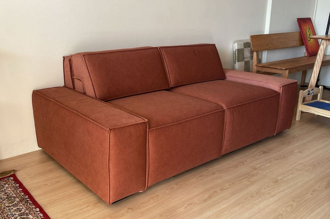 Orange fabric sample sofa