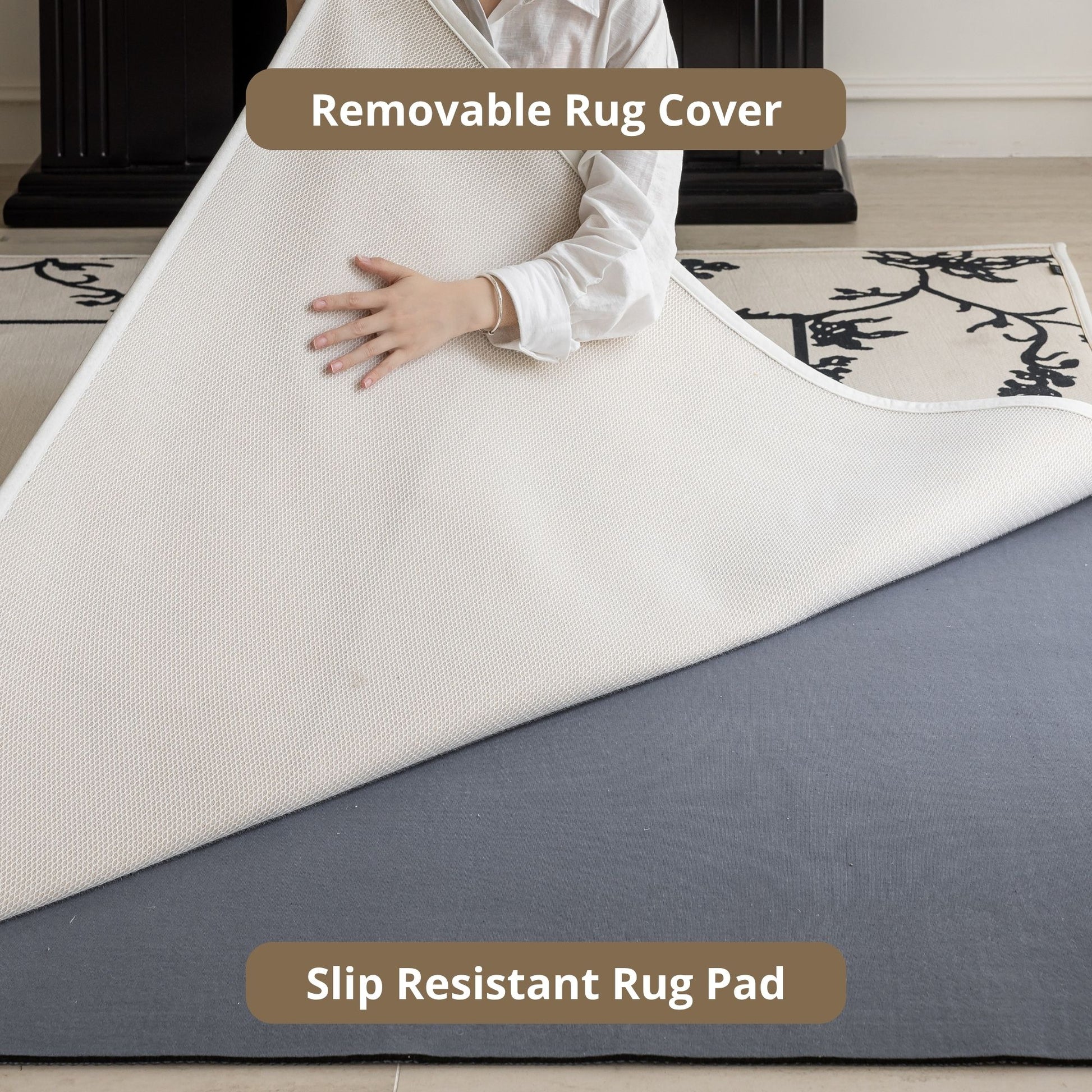 Osman washable rug white