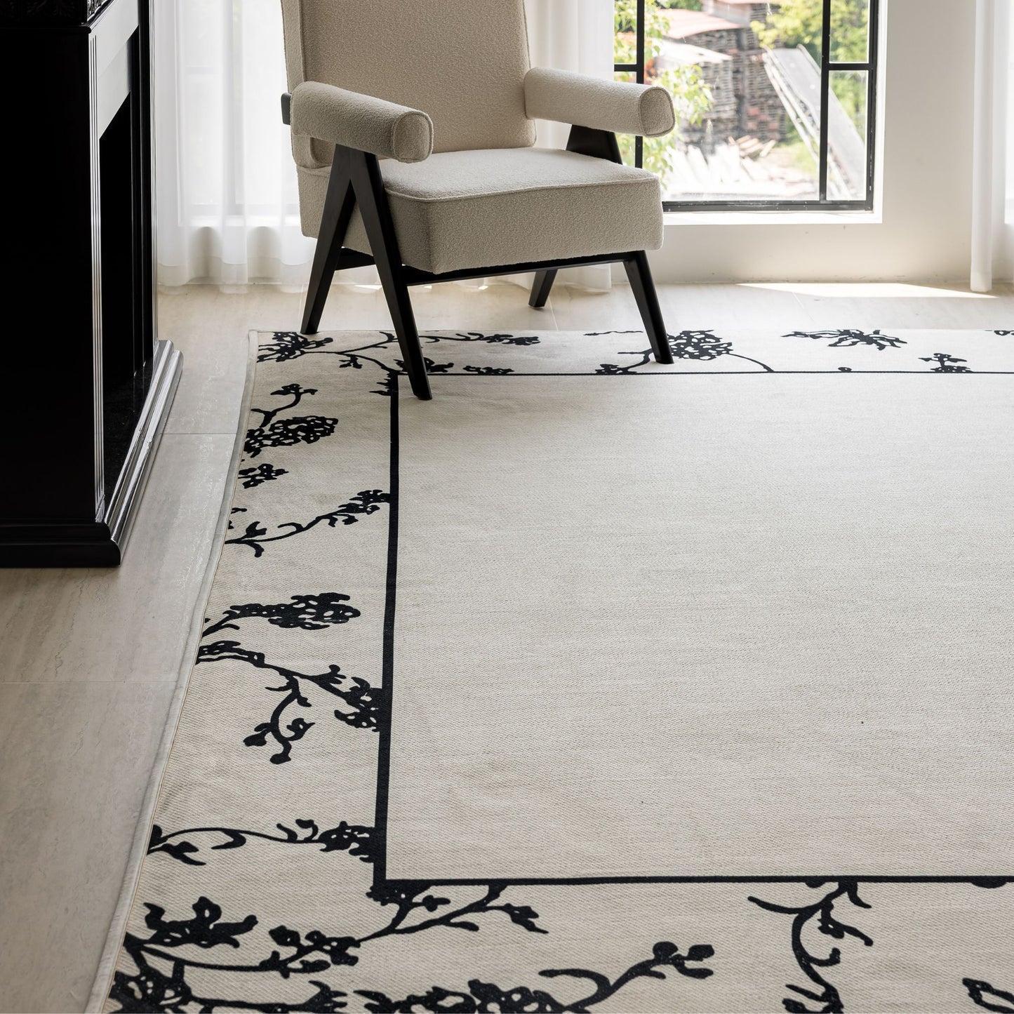 Osman washable rug white
