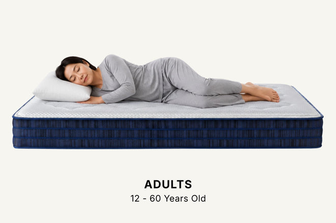 Adult on snow mattress