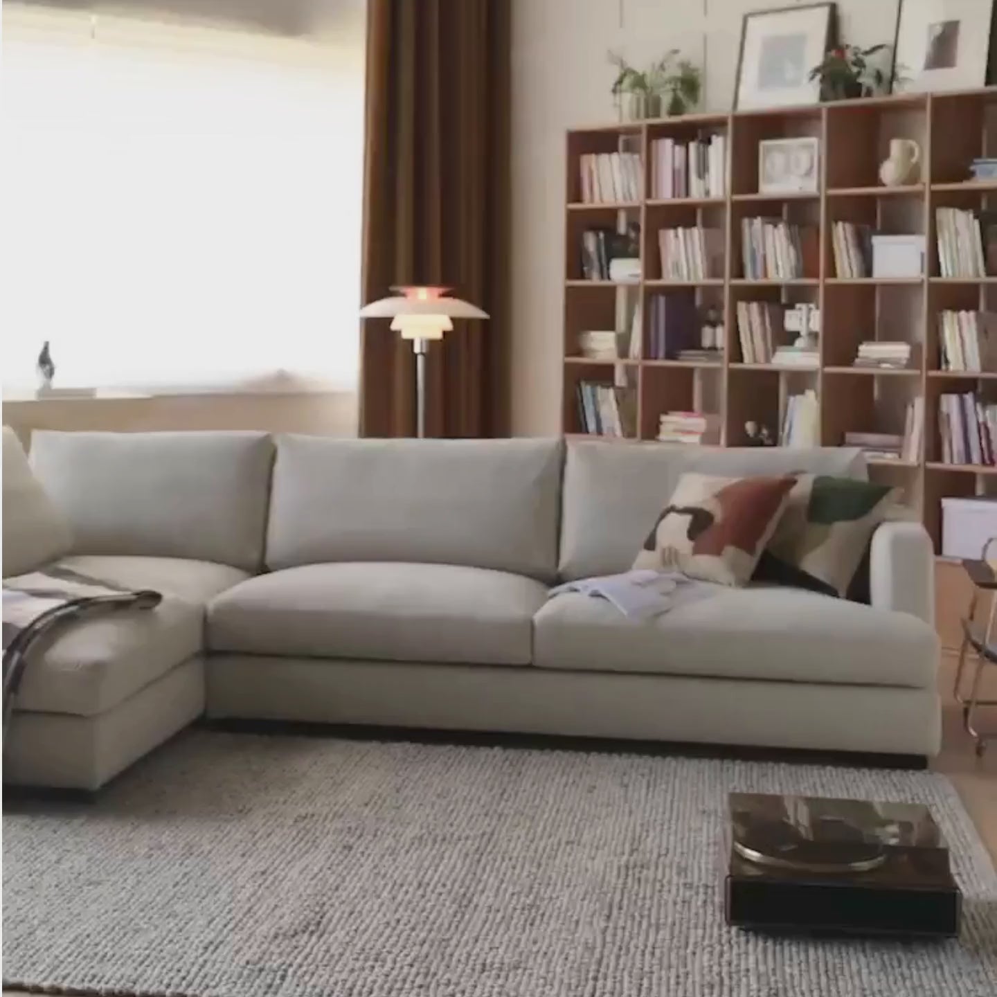 crescent fabric l-shape sofa video