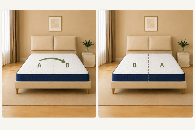 Rotating a mattress 180 degrees from head to foot