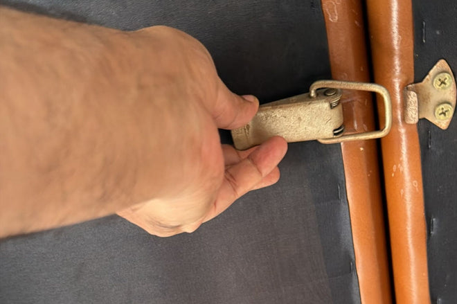 Connectors underneath modular sofa units showing how they need to align to be connected
