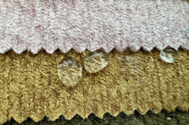 Illustration of water resistance where water does not soak through to the fabric using our Marse pet friendly series as sample