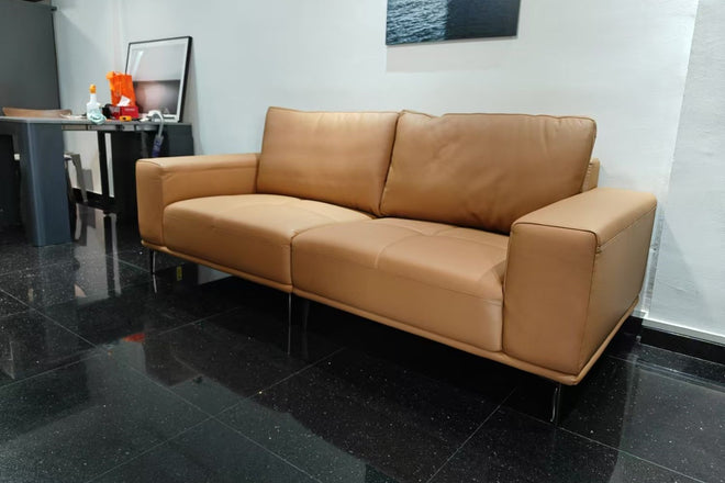 Calm 220cm Brown Half Leather Sofa Alvin | Jan 25