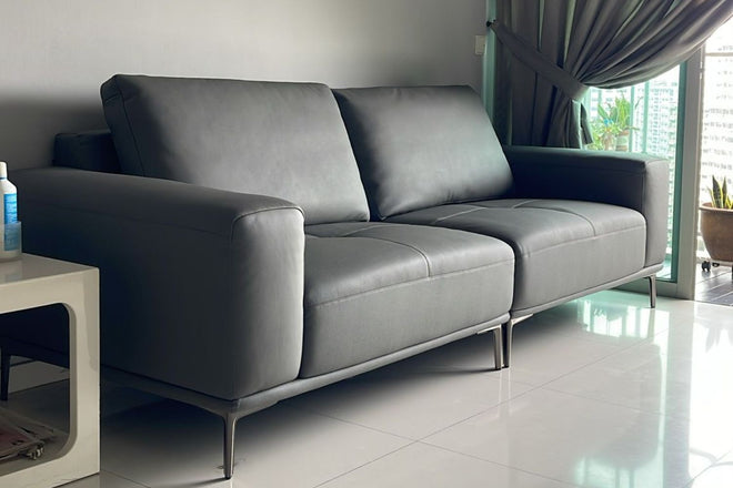 Calm 240cm Grey Half Leather Sofa Sim | Jul 25