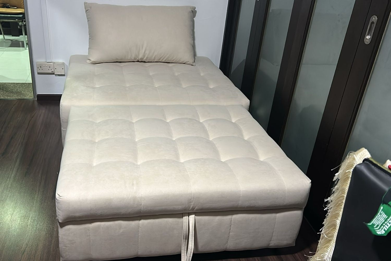 Candy 1 seater beige fabric sofa bed