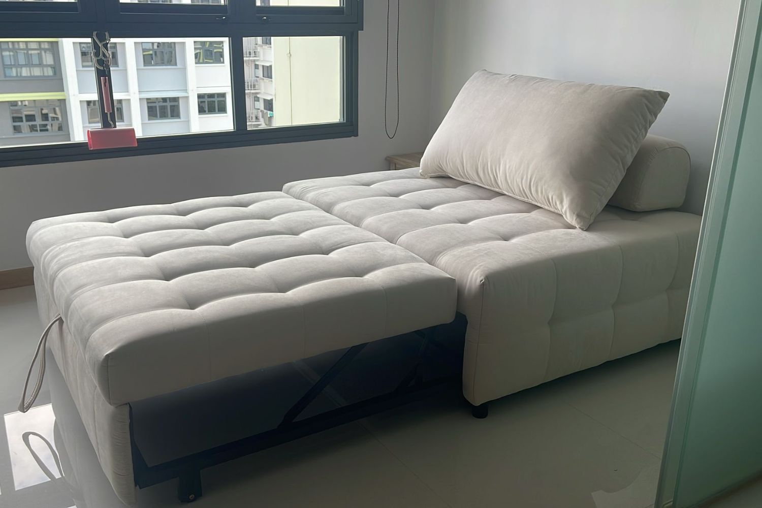 Candy 125cm beige fabric sofa bed