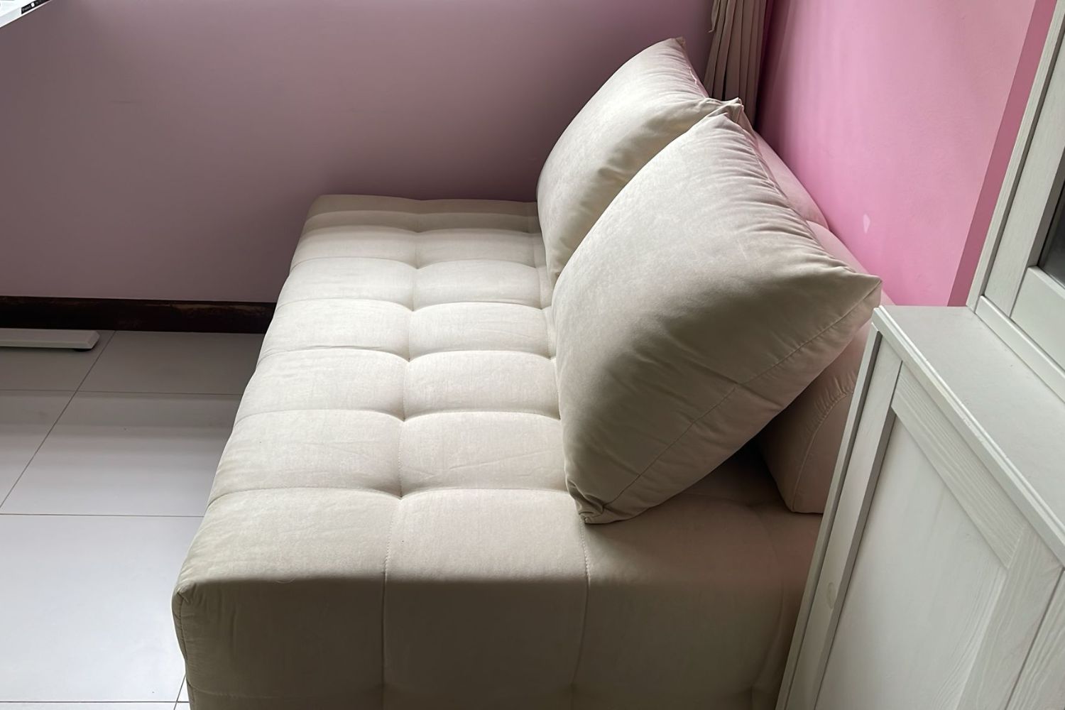 Candy 147cm beige fabric sofa bed