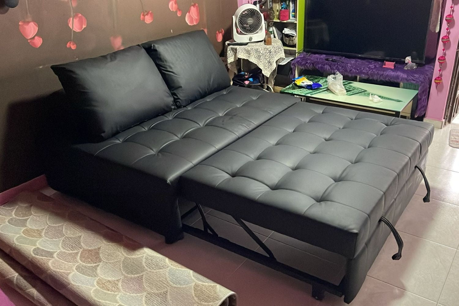Candy 2 seater black faux leather sofa