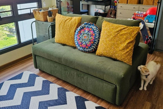 Candy 147cm Green (Furla 63) Fabric Sofa Bed Fatin | Aug 24