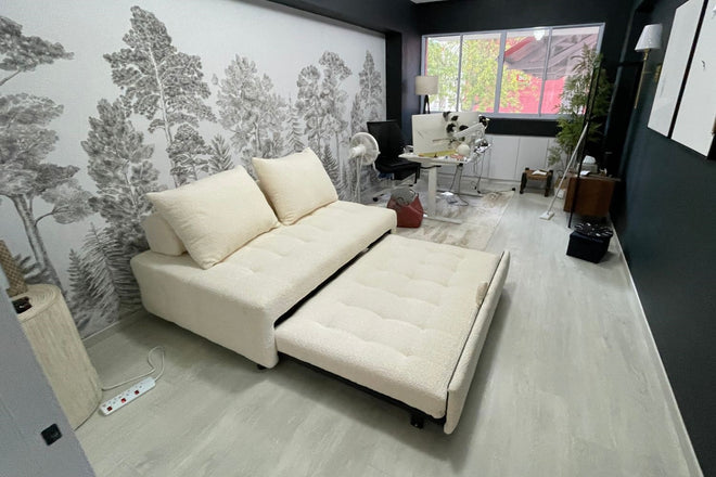 Candy 147cm White Fabric Sofa Bed Lambretta | Mar 24