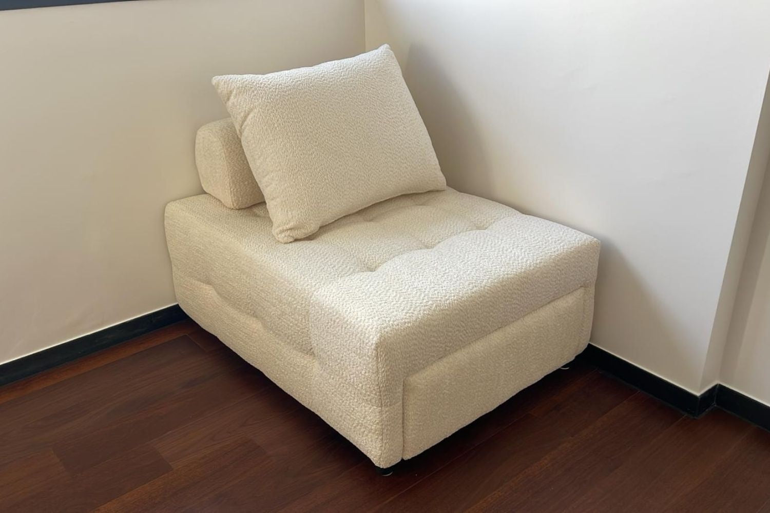 Candy 85cm white boucle fabric sofa bed