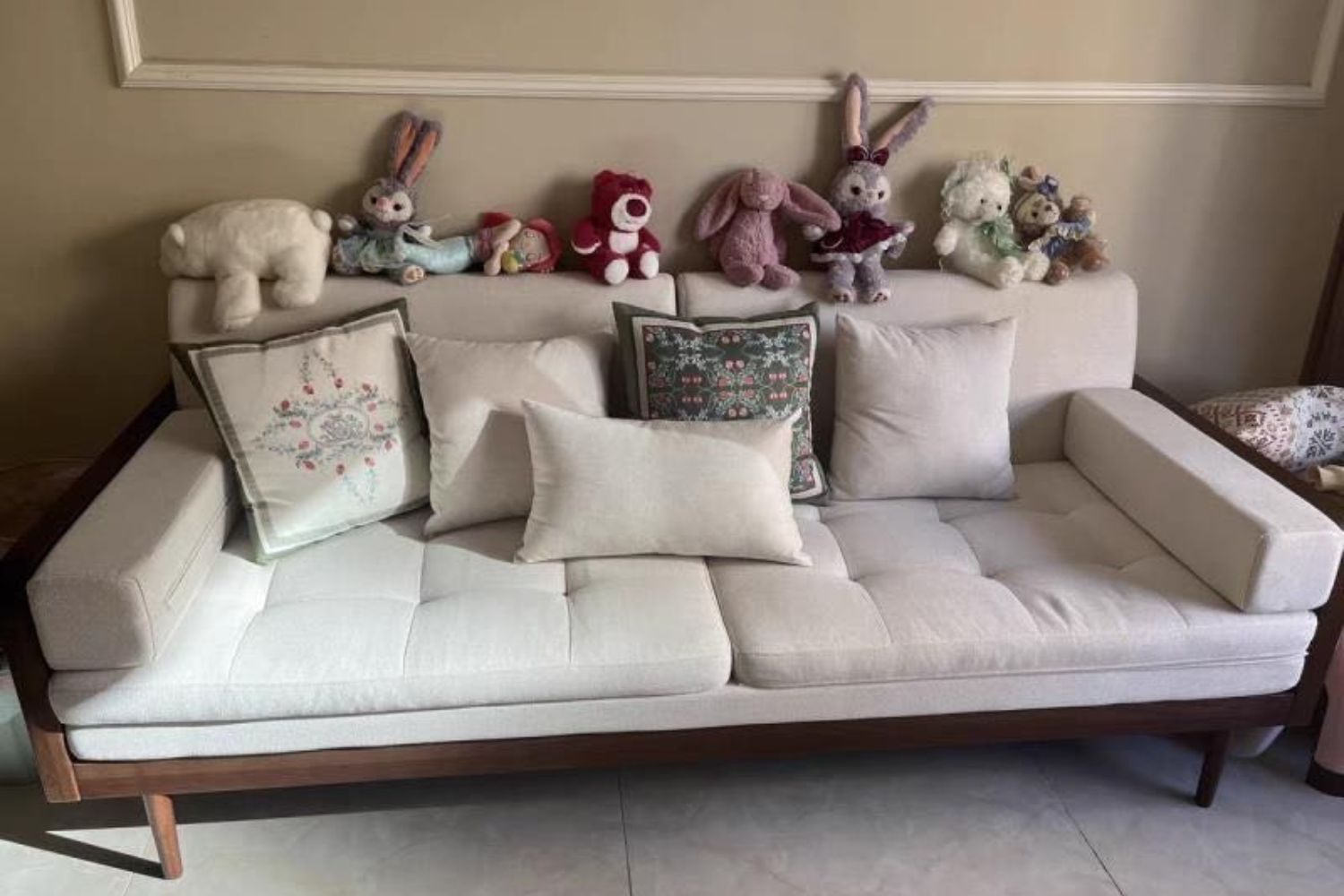 Cane fabric sofa demo in customer homes