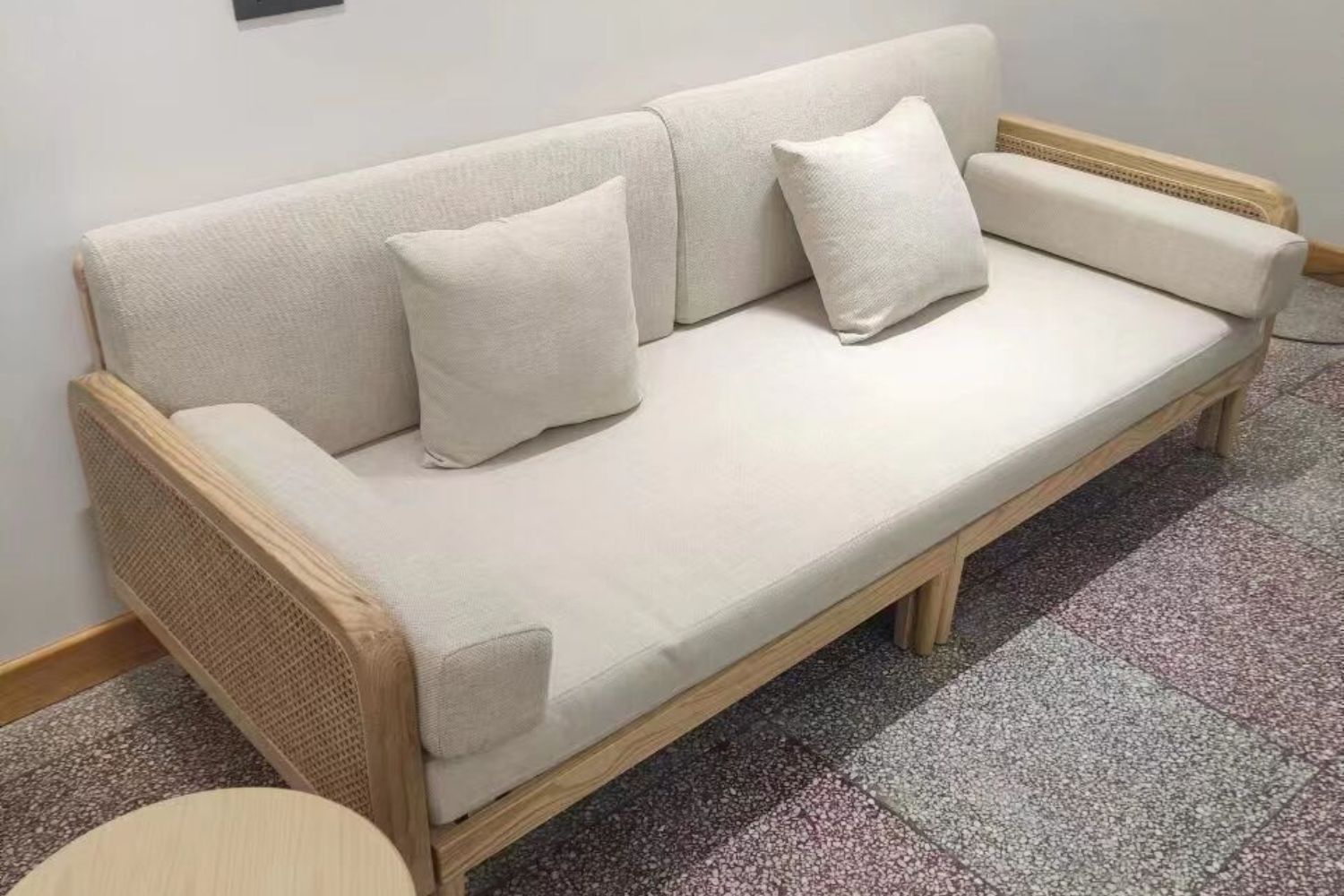 Cane 210cm Fabric Sofa Bed Demo 4