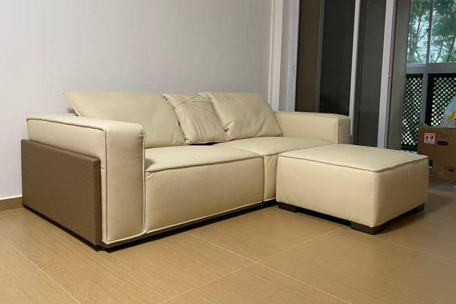 Carson 240cm White Half Leather Sofa Zhen Kang | Nov 25